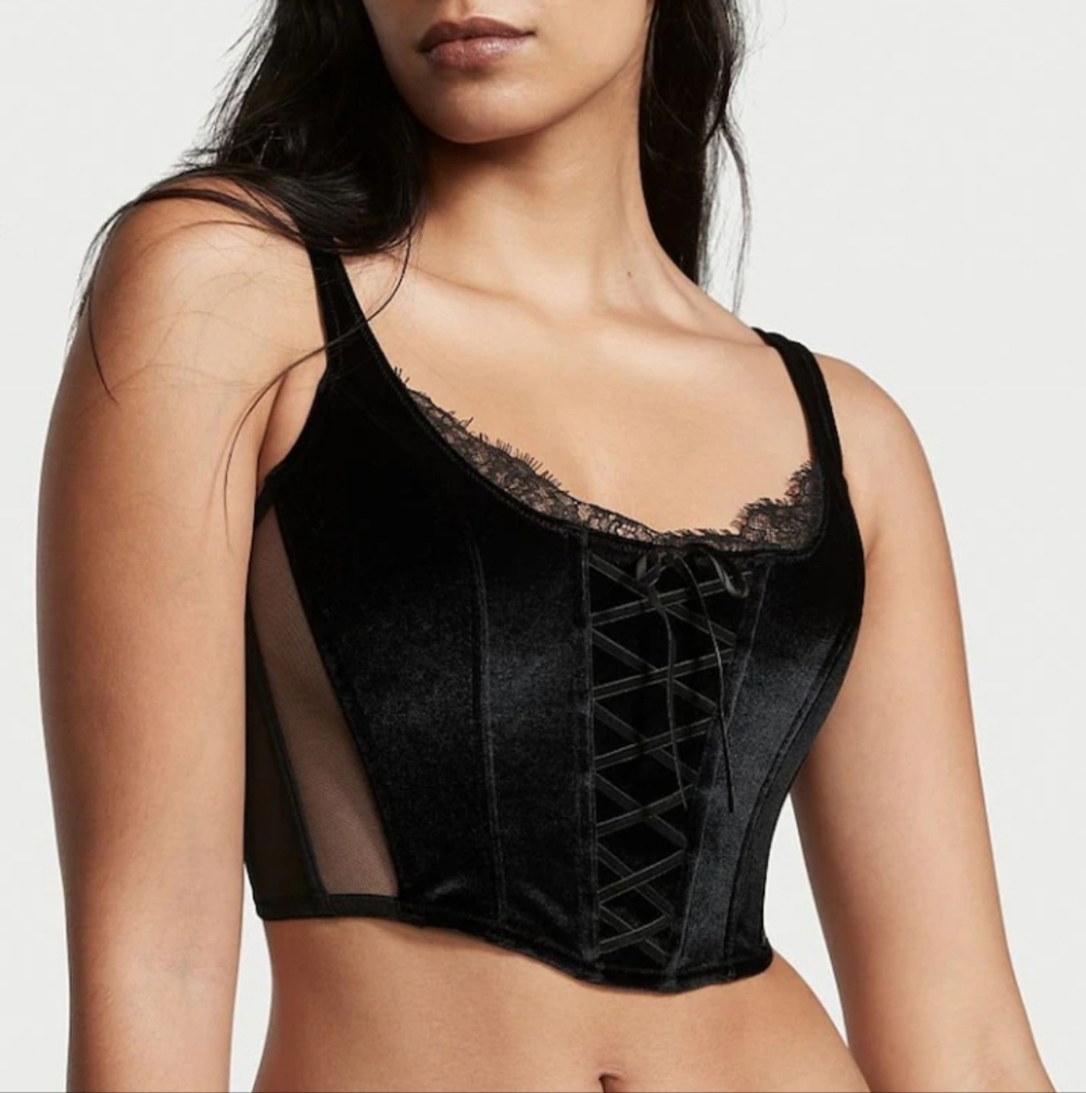 Victoria's Secret Dream Angels Whimsigoth Black Lace Corset Bra Top